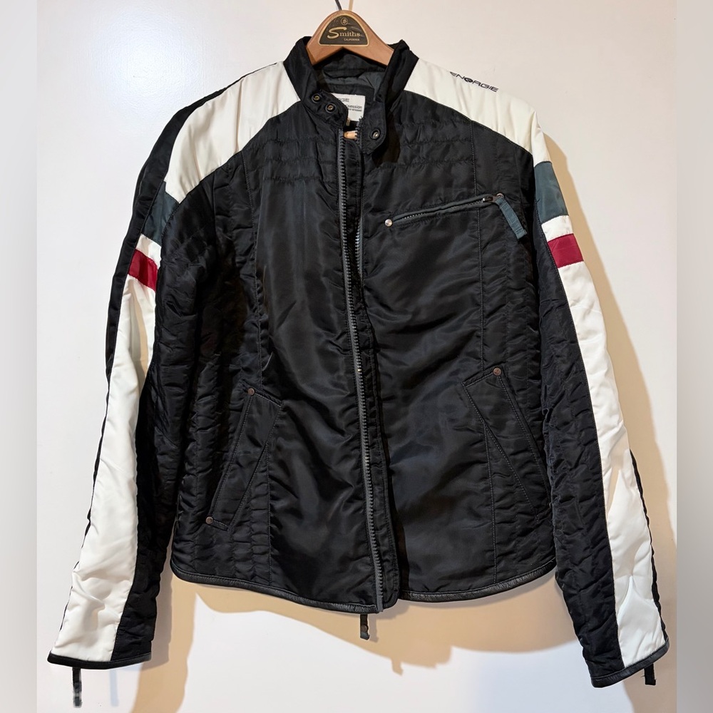 Vintage•ENERGIE•L- Racing Jacket Moto 90s Session Leather Trim Y2K- 🇮🇹